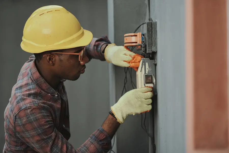 Electrician working on electrical installation