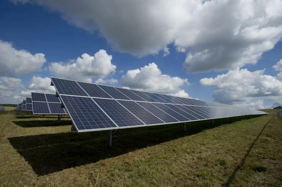 Solar panel field in the sun